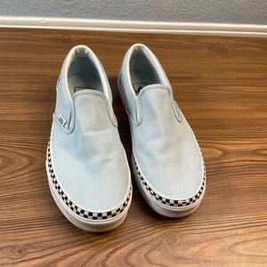 Vans Light Blue Slip-On Sneakers, like new. Women's size 9